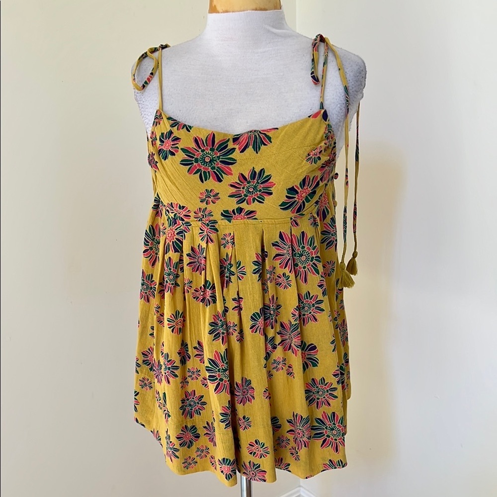 New! Free People XS indigo molly baby doll tunic in gilded combo . - Picture 2 of 13